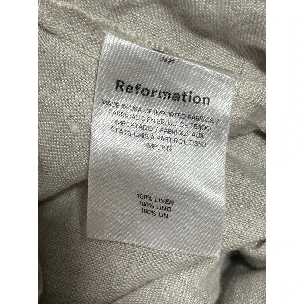 Reformation Mason Linen Wide Leg Pants 6 Oatmeal High Rise Pleated 100% Linen